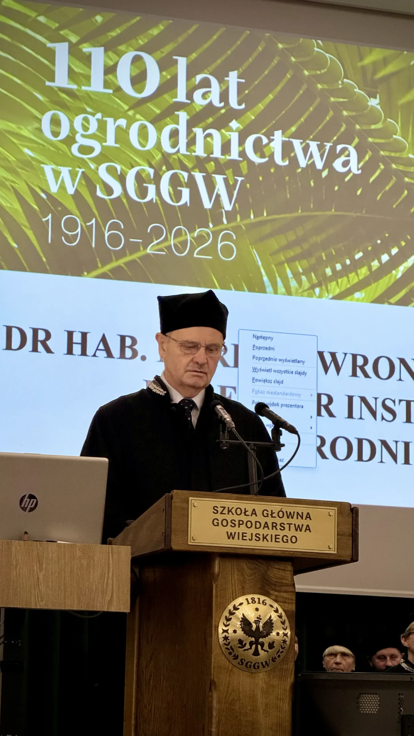 Wystąpienie Dyrektora Instytutu Nauk Ogrodniczych dr hab. Dariusza Wrony, prof. SGGW