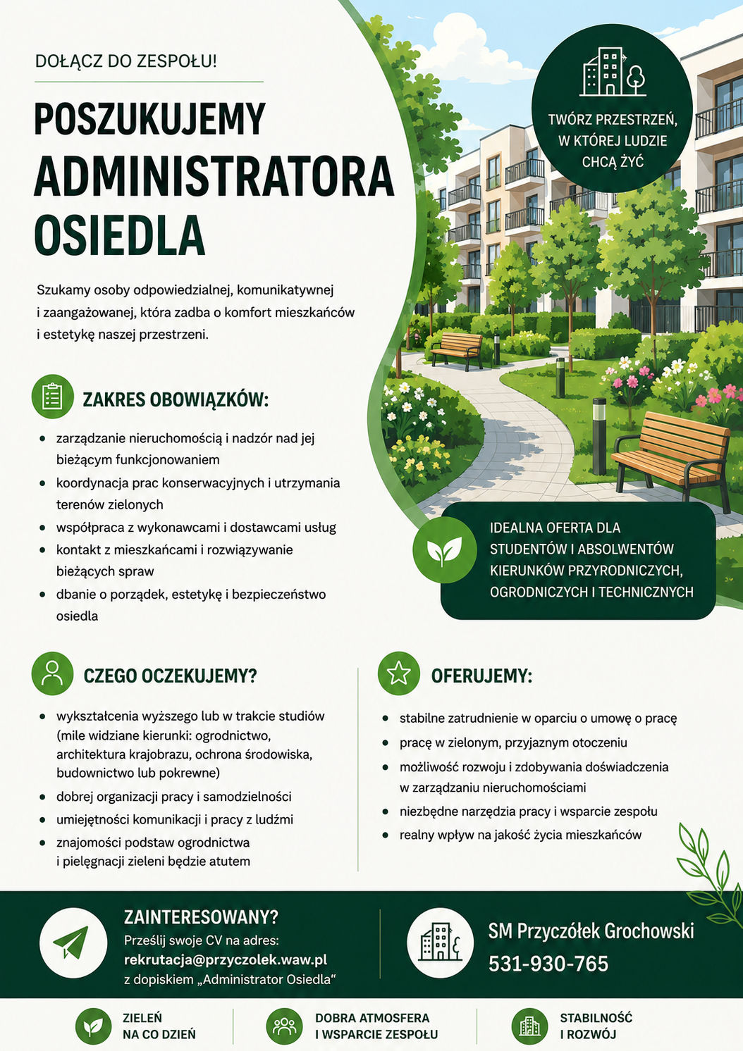 Poszukujemy Administratora Osiedla Przyczółek Grochowski